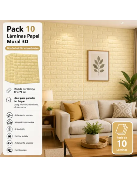 Pack 10 Láminas Papel Mural Caqui 77*70 a 3mm