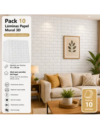 Pack 10 Láminas Papel Mural Blanco 77*70 a 3mm